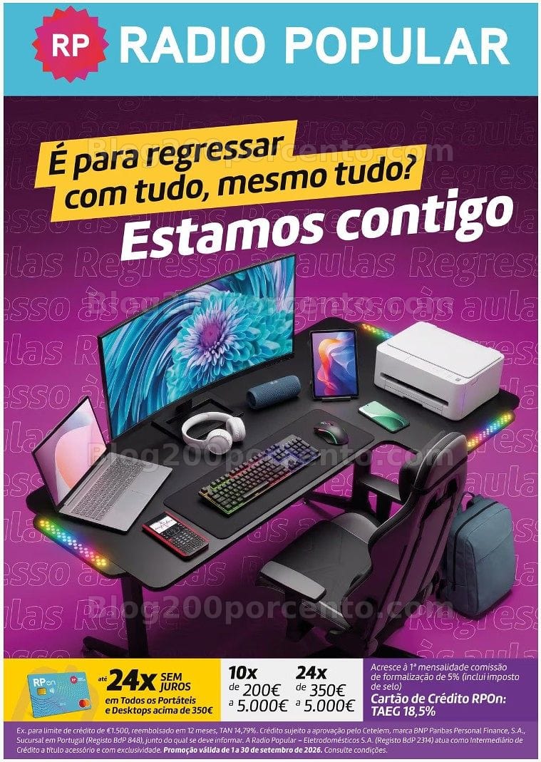 Antevisão Folheto RADIO POPULAR Regresso às Aulas Promoções de 1 a 30 setembro